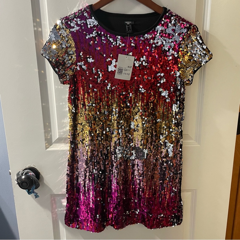 Forever 21 Multicolor Sequin Kids Dress 11/12